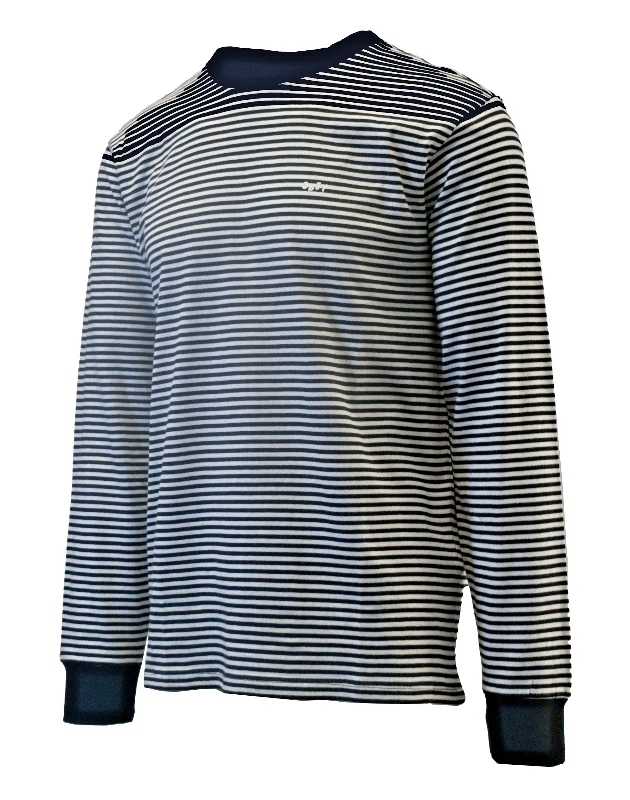 Obey Men's T-Shirt Black & White Striped Mini Chest Logo L/S (133)