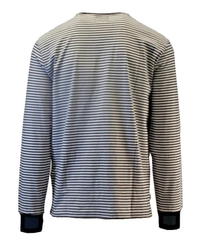 Obey Men's T-Shirt Black & White Striped Mini Chest Logo L/S (133)