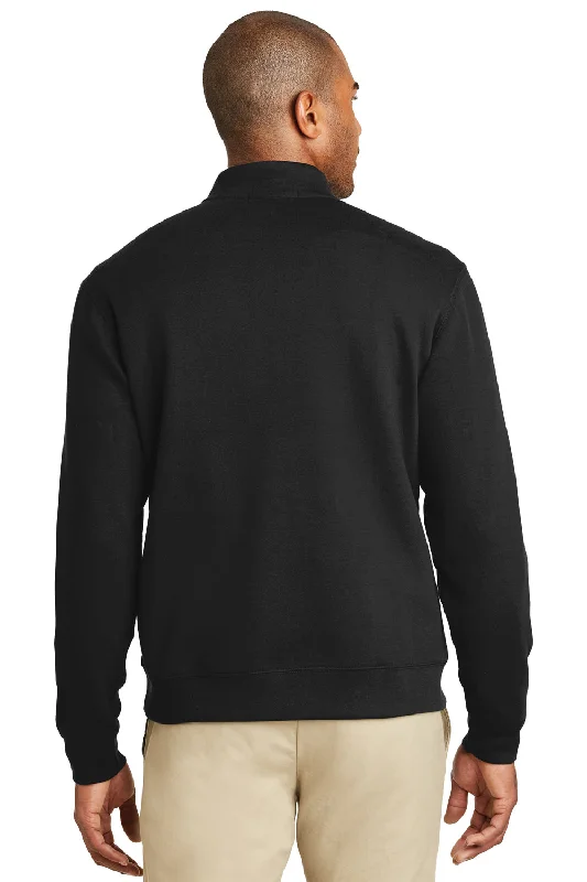 Port Authority Mens 1/4 Zip Long Sleeve Sweater - Deep Black