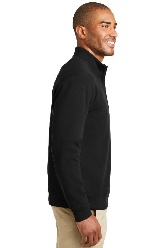 Port Authority Mens 1/4 Zip Long Sleeve Sweater - Deep Black