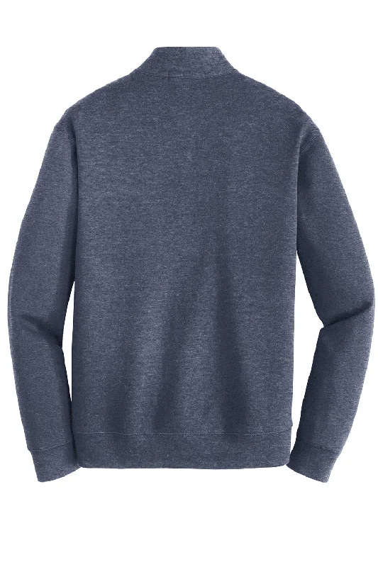 Port Authority Mens 1/4 Zip Long Sleeve Sweater - Heather Estate Blue