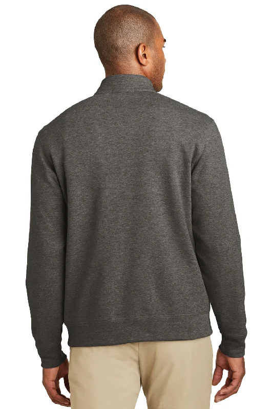 Port Authority Mens 1/4 Zip Long Sleeve Sweater - Heather Charcoal Grey