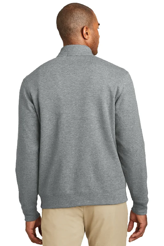 Port Authority Mens 1/4 Zip Long Sleeve Sweater - Heather Medium Grey