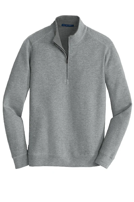 Port Authority Mens 1/4 Zip Long Sleeve Sweater - Heather Medium Grey