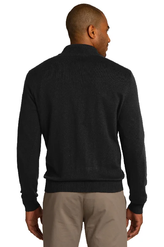 Port Authority Mens Long Sleeve 1/4 Zip Sweater - Black