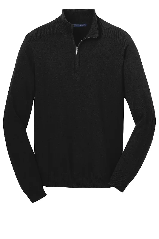 Port Authority Mens Long Sleeve 1/4 Zip Sweater - Black