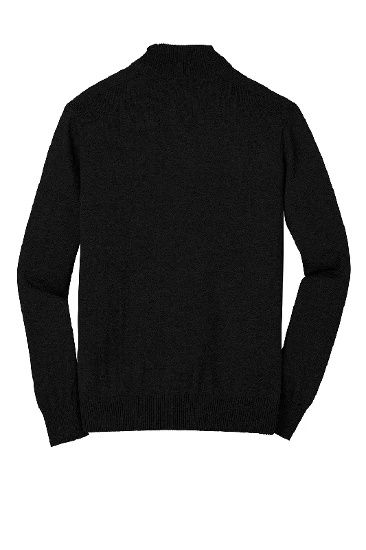 Port Authority Mens Long Sleeve 1/4 Zip Sweater - Black