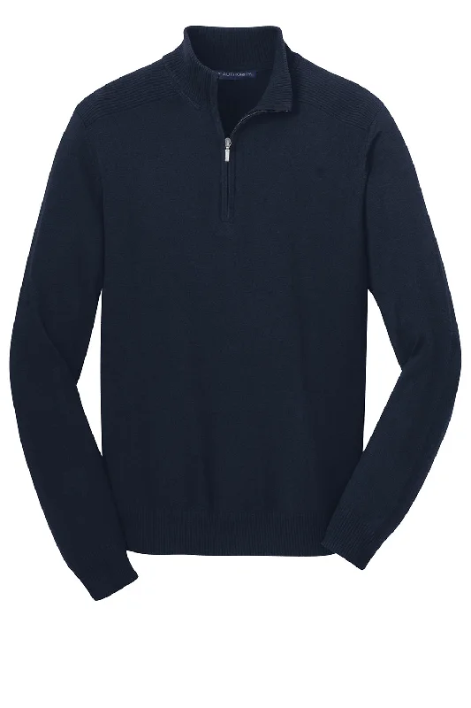 Port Authority Mens Long Sleeve 1/4 Zip Sweater - Navy Blue