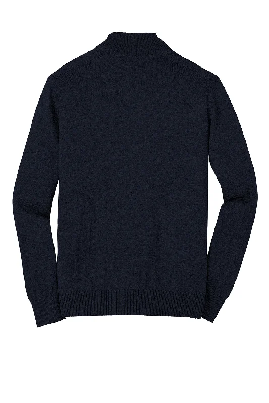 Port Authority Mens Long Sleeve 1/4 Zip Sweater - Navy Blue