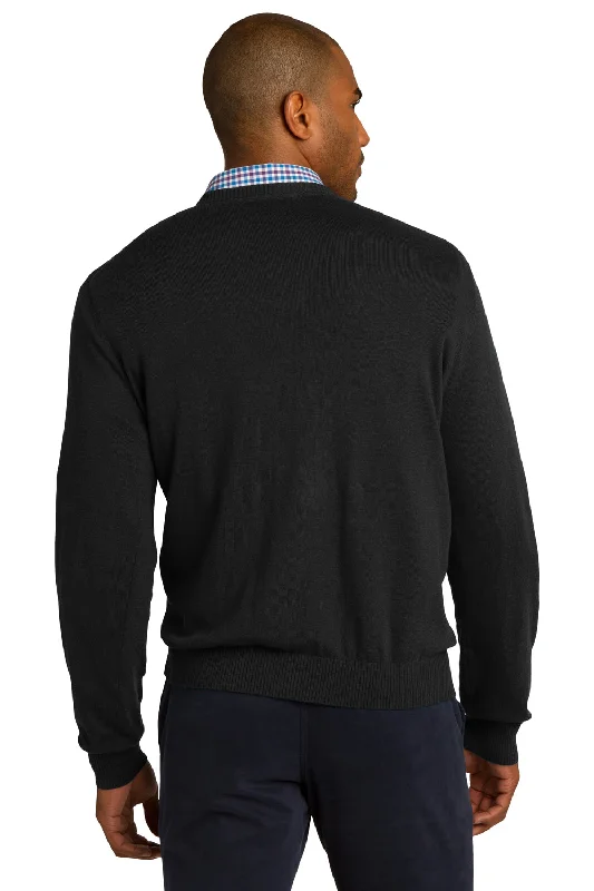 Port Authority Mens Long Sleeve V-Neck Sweater - Black