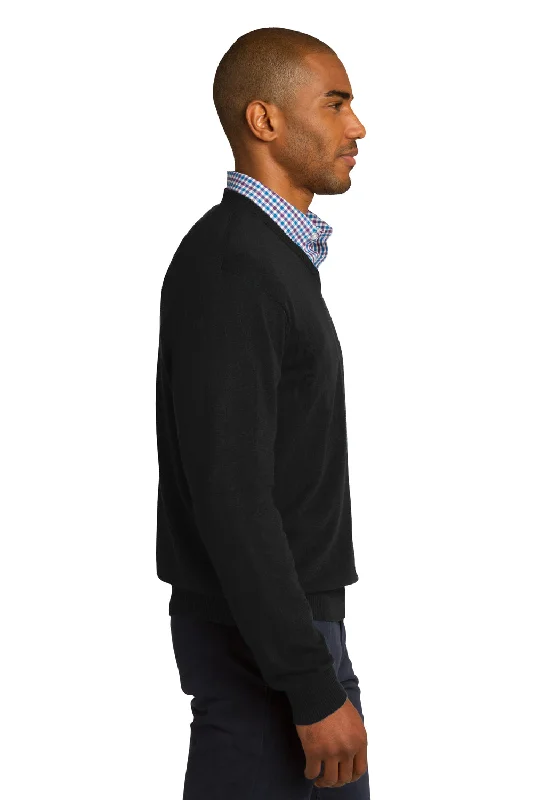 Port Authority Mens Long Sleeve V-Neck Sweater - Black