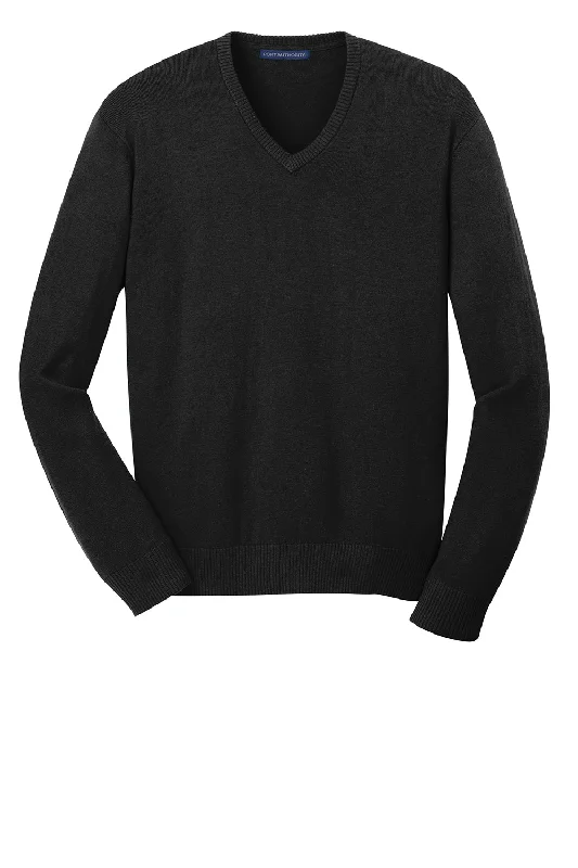 Port Authority Mens Long Sleeve V-Neck Sweater - Black