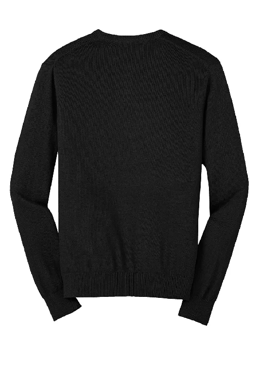 Port Authority Mens Long Sleeve V-Neck Sweater - Black