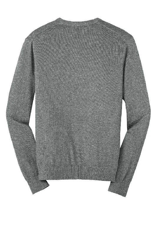 Port Authority Mens Long Sleeve V-Neck Sweater - Heather Medium Grey