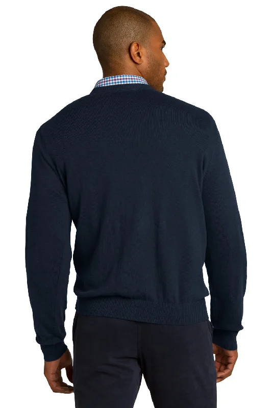 Port Authority Mens Long Sleeve V-Neck Sweater - Navy Blue