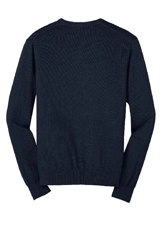 Port Authority Mens Long Sleeve V-Neck Sweater - Navy Blue