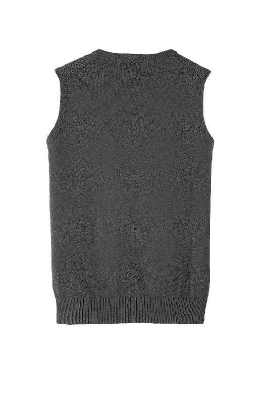 Port Authority Mens V-Neck Sweater Vest - Heather Charcoal Grey