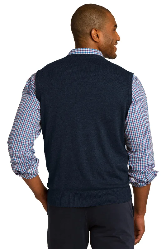 Port Authority Mens V-Neck Sweater Vest - Navy Blue