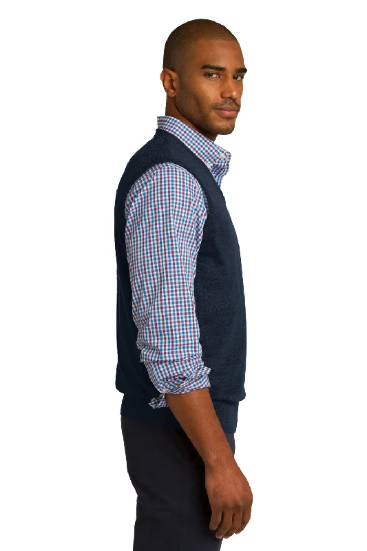 Port Authority Mens V-Neck Sweater Vest - Navy Blue