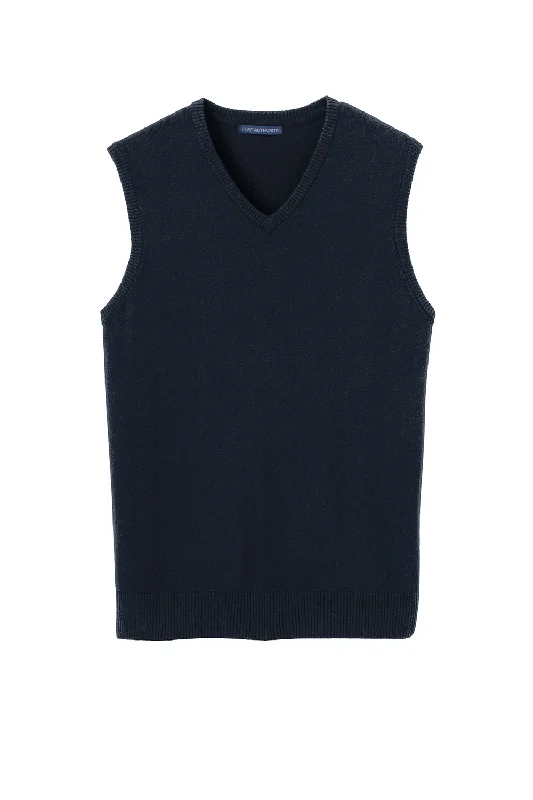 Port Authority Mens V-Neck Sweater Vest - Navy Blue