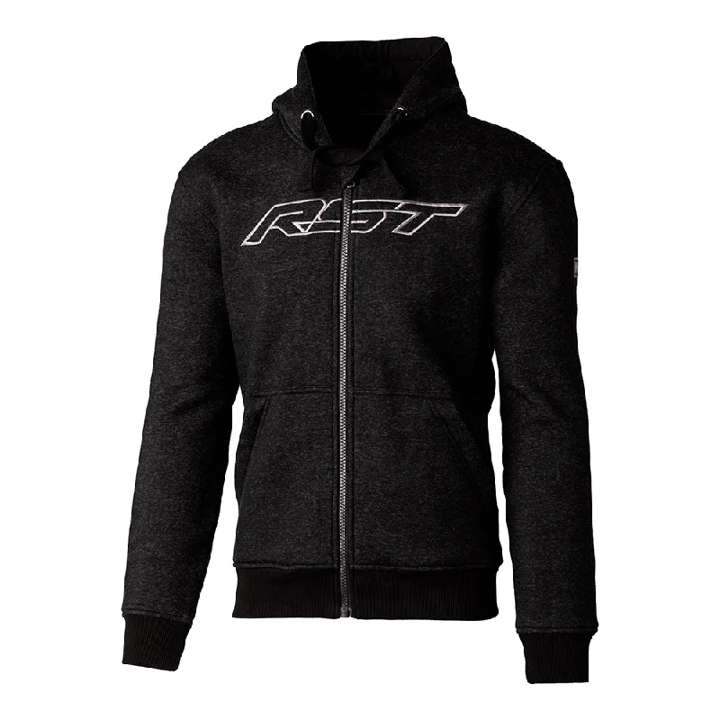 RST X KEVLAR ZIP THROUGH LOGO CE TEXTILE HOODIE [BLACK]