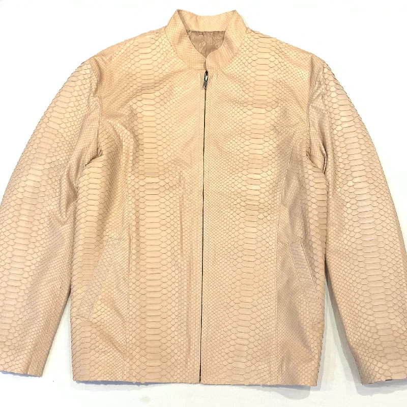 Safari Men's Beige All-Over Python Snakeskin Jacket