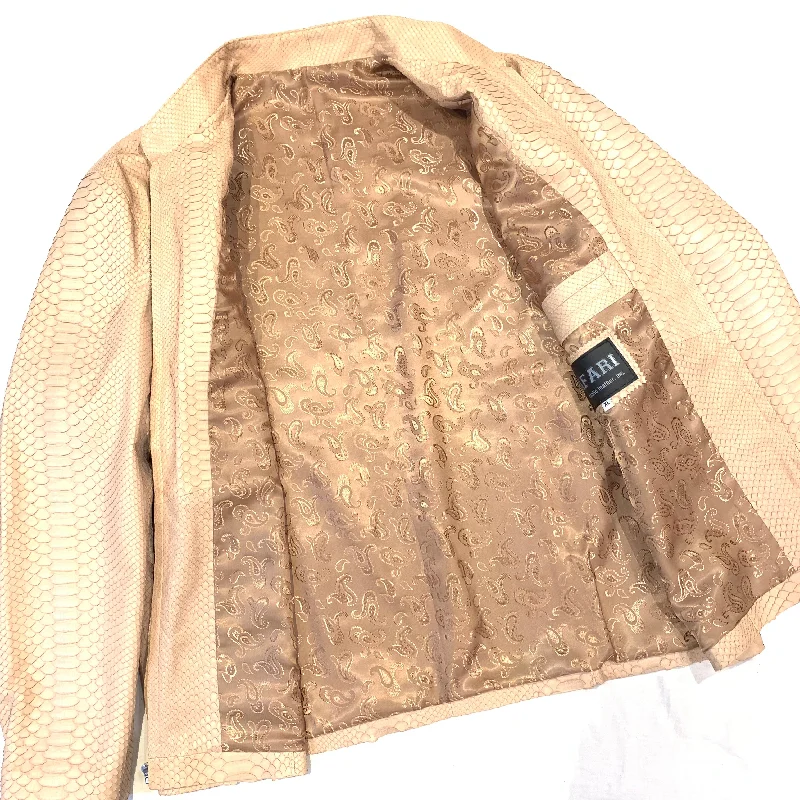 Safari Men's Beige All-Over Python Snakeskin Jacket