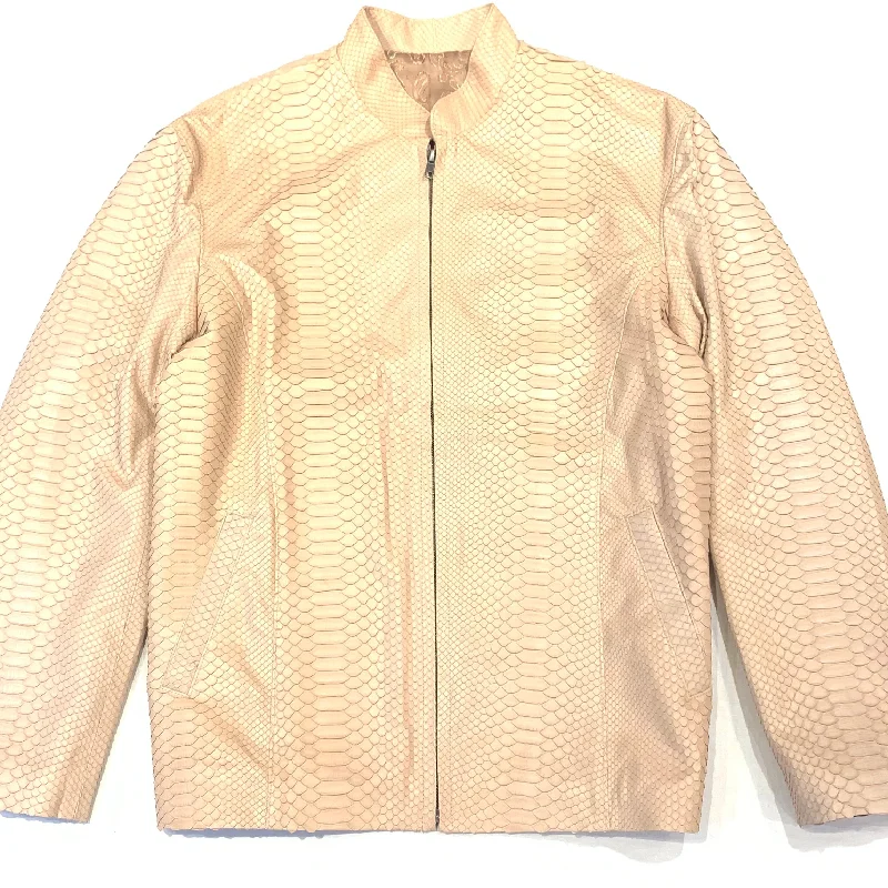 Safari Men's Beige All-Over Python Snakeskin Jacket