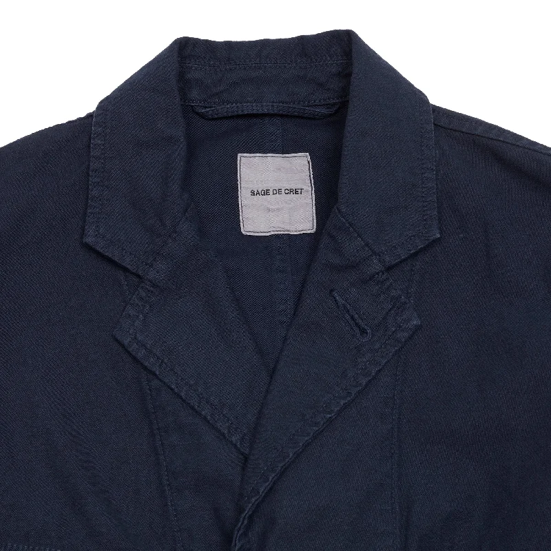 Sage De Cret Cotton/Linen Coverall Jacket in Navy