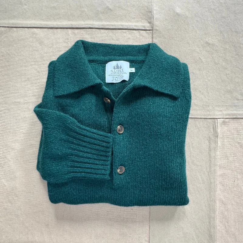 Shetland Wool Sweater Polo, Forest