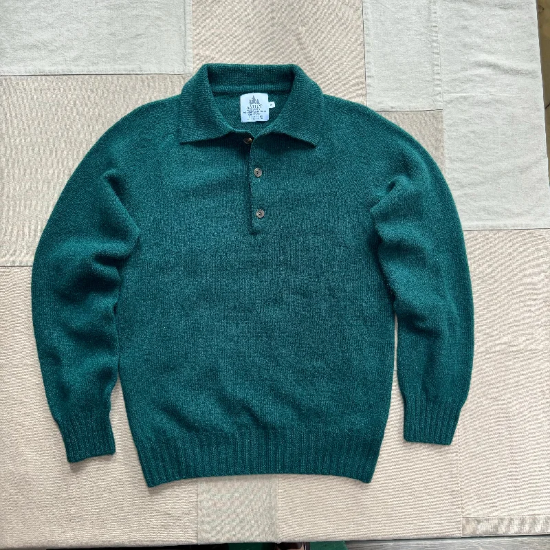 Shetland Wool Sweater Polo, Forest