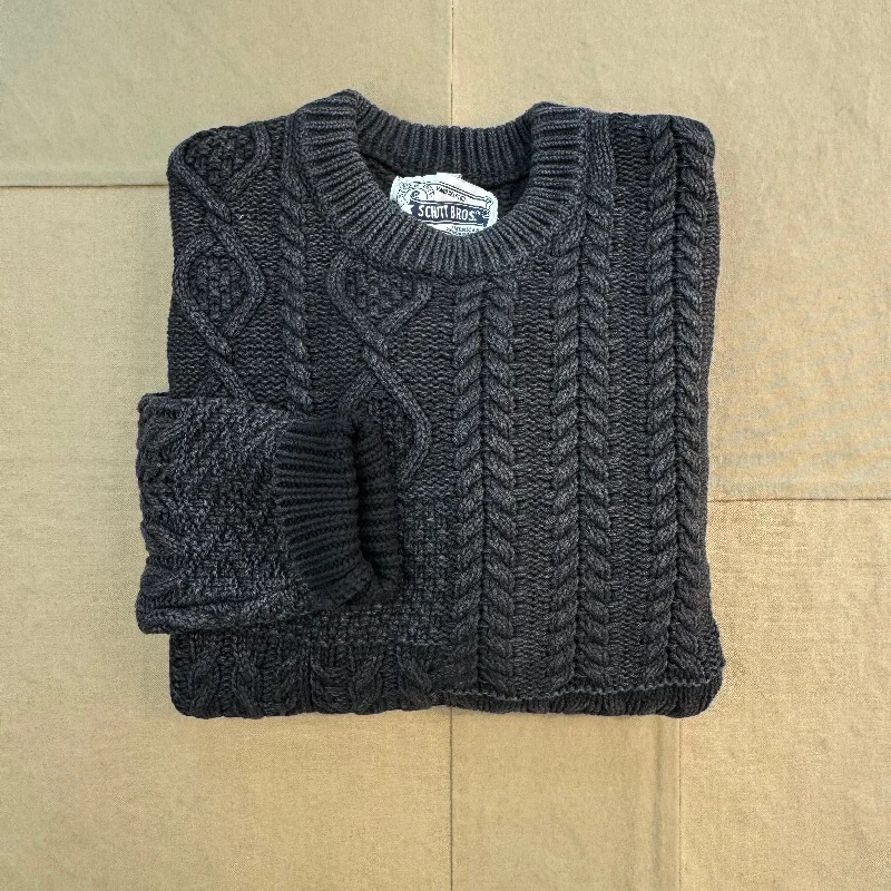 Heavyweight Patchwork Knit Sweater, Charcoal