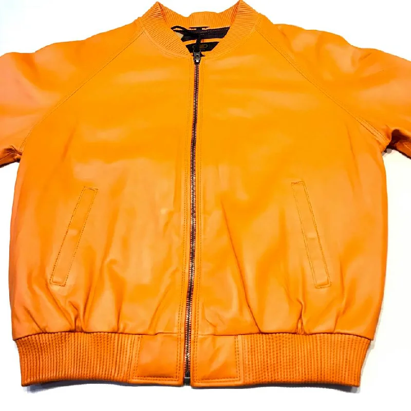 Tangerine Naked Lambskin Bomber Jacket