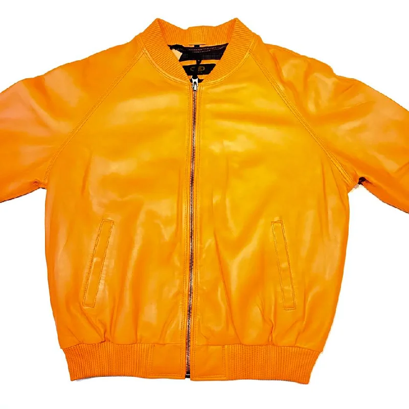 Tangerine Naked Lambskin Bomber Jacket