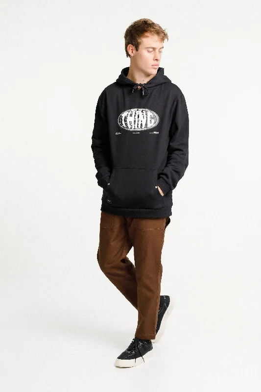 Title Hood - Sale - Black with Globe Print