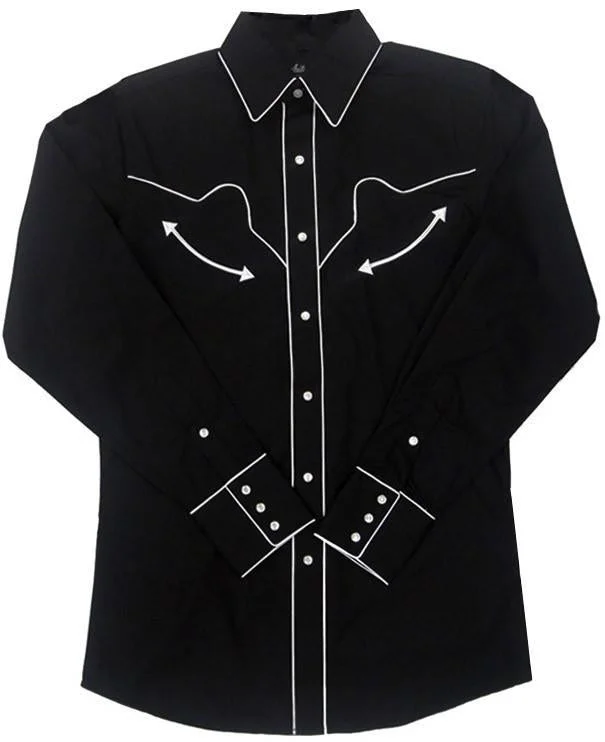 White Horse Mens Retro Black Shirt - Big Sizes