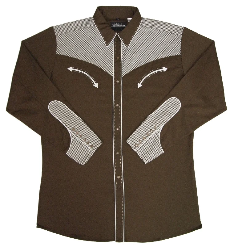 White Horse Men's Checkered Yoke & Cuff Western Shirt