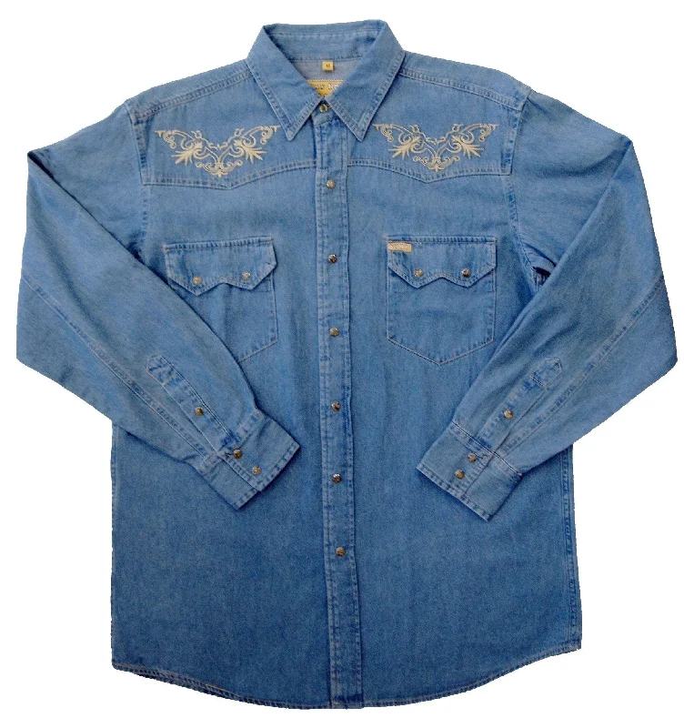 White Horse Ranch Mens Denim Embroidery Shirt