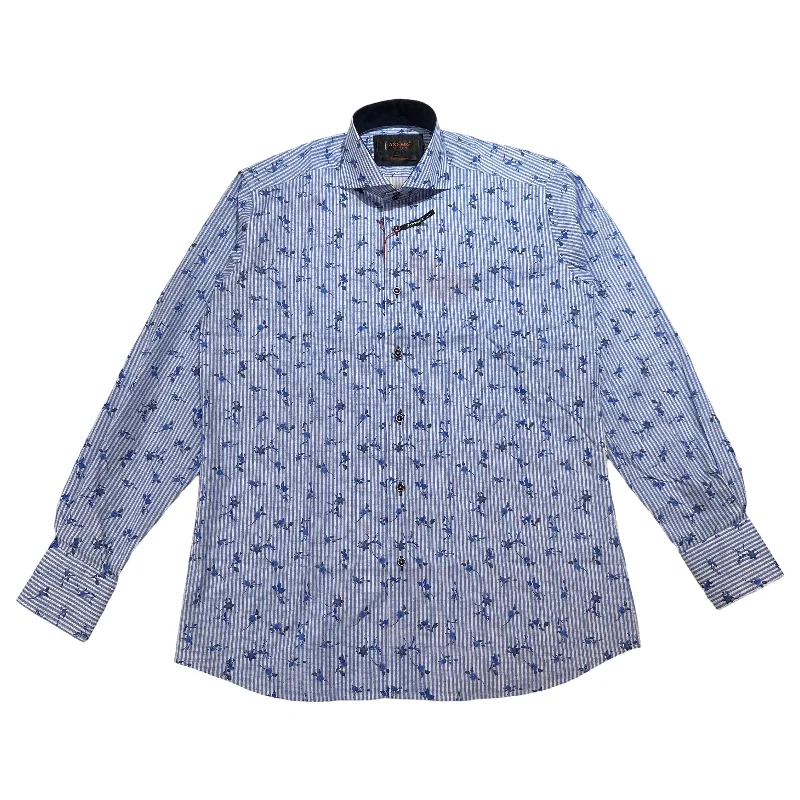 Axxess Blue Iris Stripes Button Up Shirt