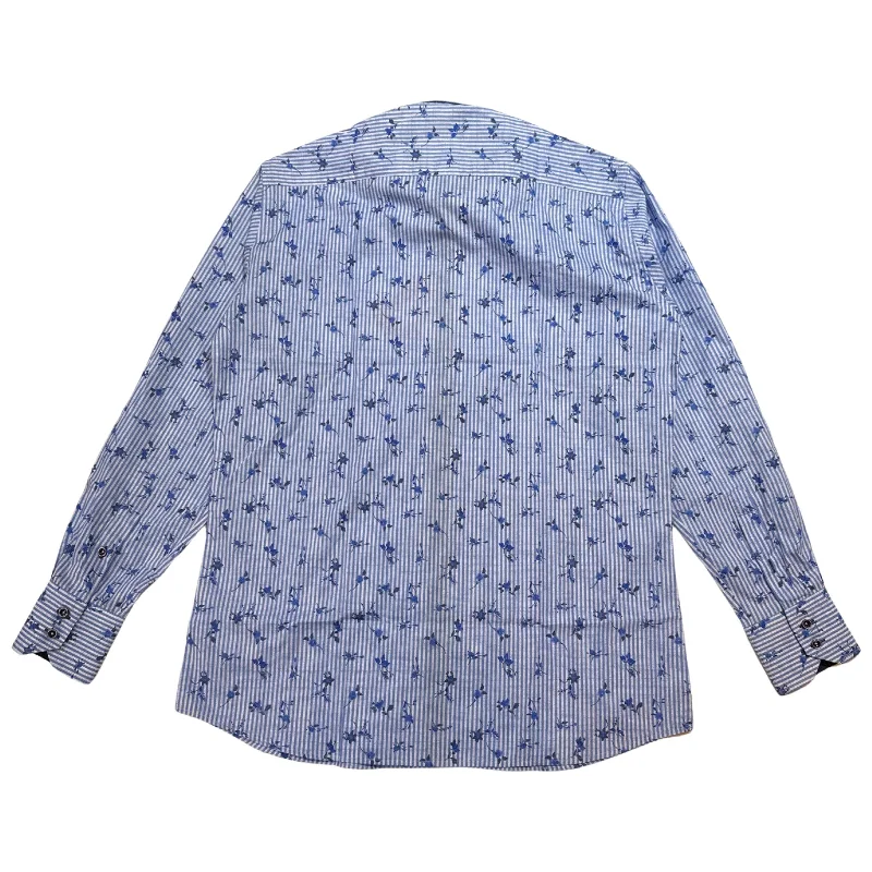 Axxess Blue Iris Stripes Button Up Shirt