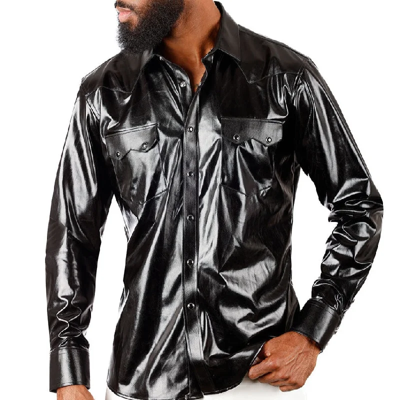 Barabas Black Bright Polish Button Up Shirt