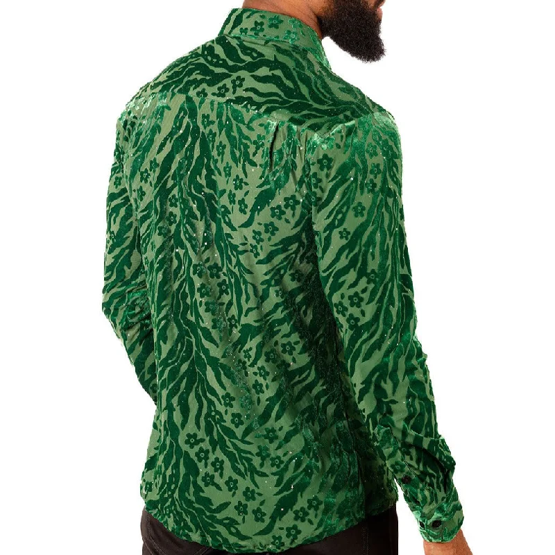 Barabas Green Floral Button Up Shirt