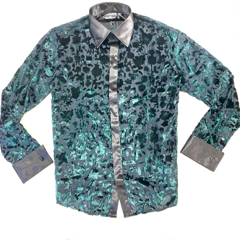 Barabas SOPHISTICATED Emerald Shine Button Up Shirtj