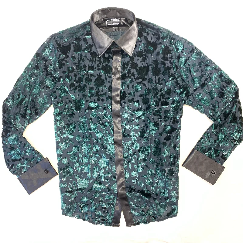 Barabas SOPHISTICATED Emerald Shine Button Up Shirtj