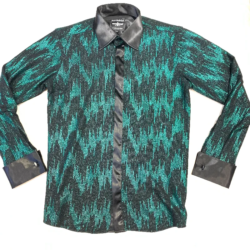 Barabas SWITCHED ON Black/Emerald Shine Button Up Shirt