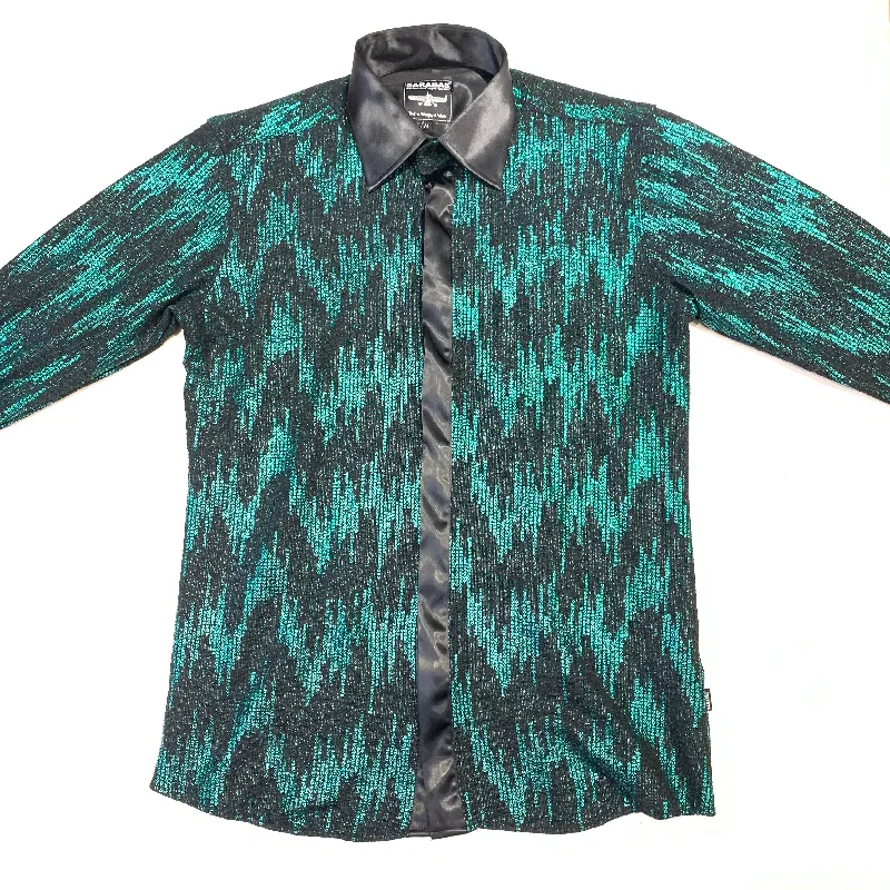 Barabas SWITCHED ON Black/Emerald Shine Button Up Shirt