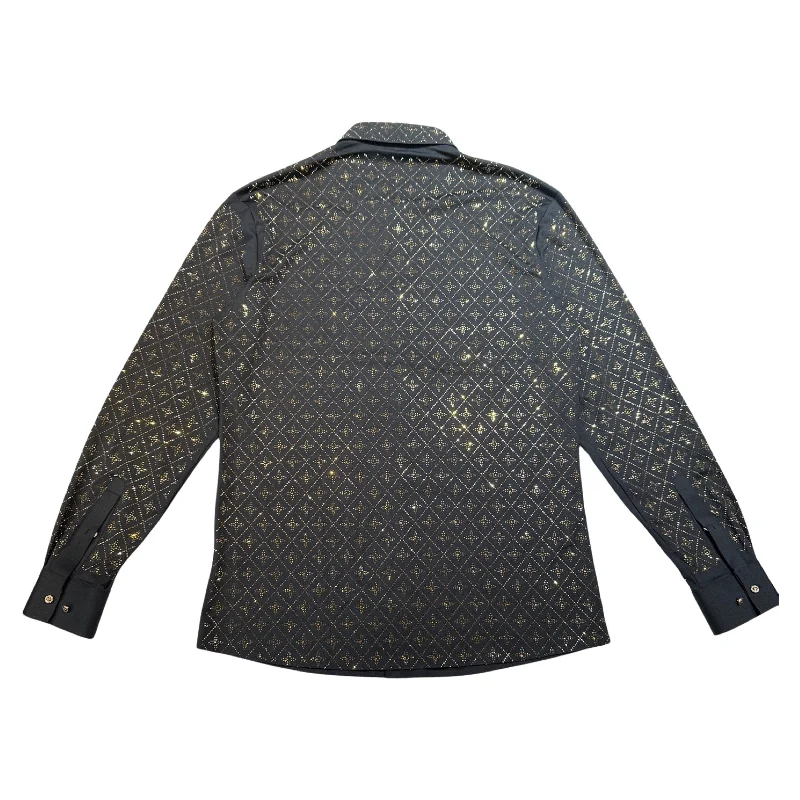 Barocco Black Crystal Golden Star Button Up Shirt