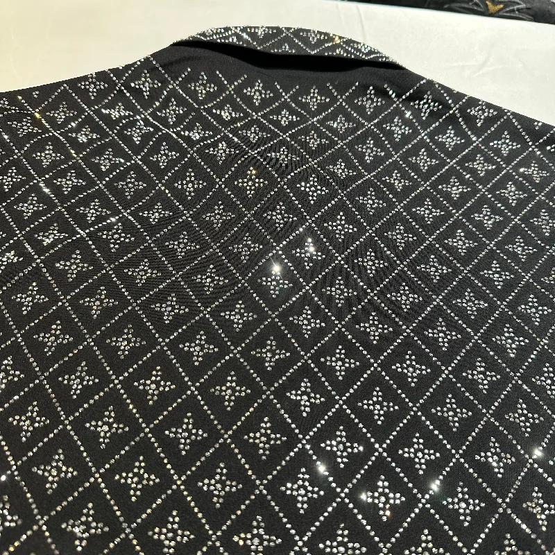 Barocco Black Crystal Silver Star Button Up Shirt