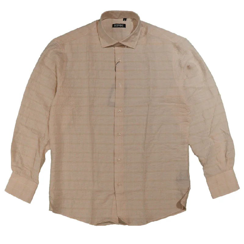 Bespoke Moda Beige Waffle Button Up Shirt