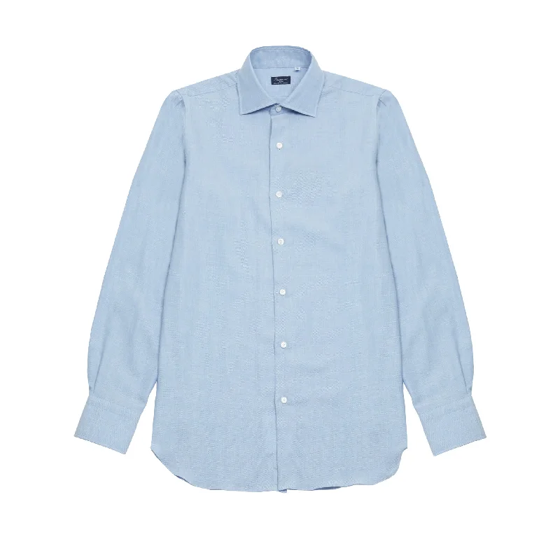 Finamore Napoli Cotton/Cashmere Shirt in Light Blue